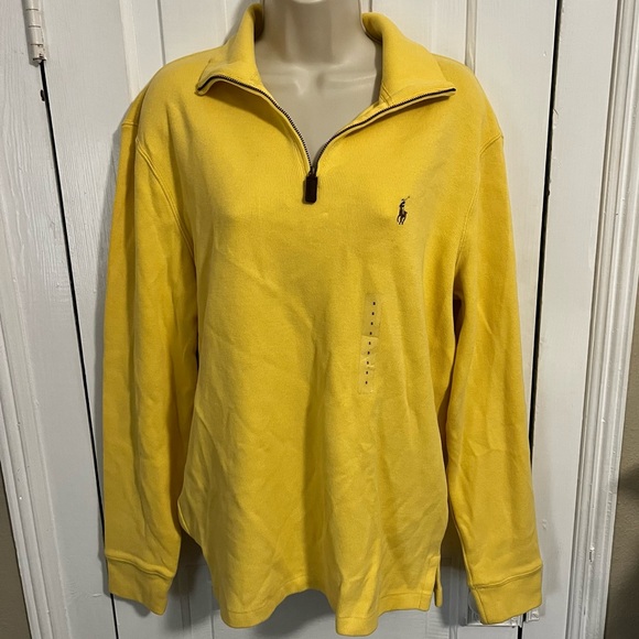 Polo Ralph Lauren Quarter Zip Pullover Sweater Yellow Men’s Small S2 - Picture 1 of 7